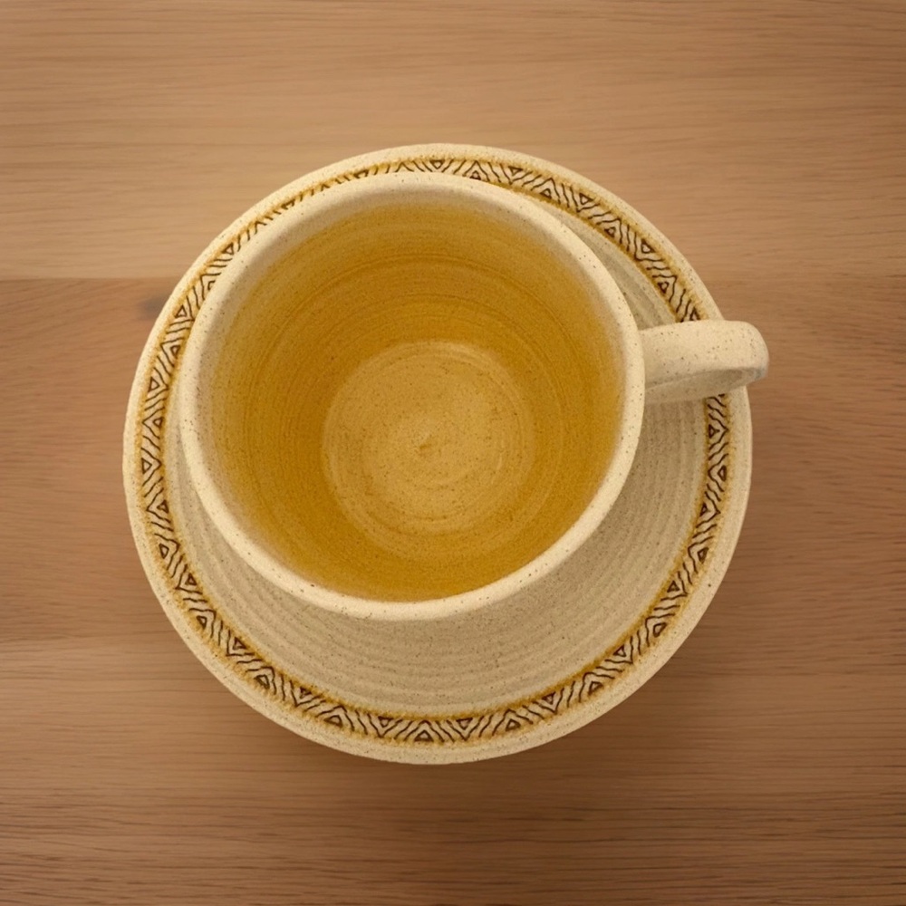 Franciscan Earthenware Hacienda Gold cup and saucers vintage set of 2 each